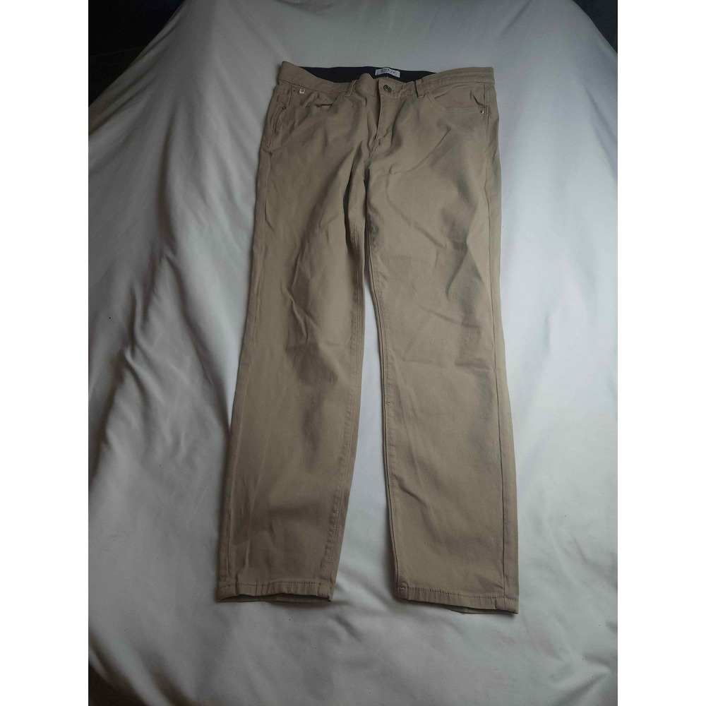Curve Appeal Womens Khaki Tan Slim Straight Leg Stretch Pants Size 14/32